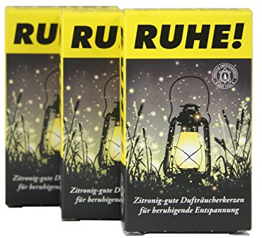 Crottendorfer Räucherkerzen RUHE! - mit leichtem zitronigen Duft um lästige Gäste zu vermeiden - 3er Pack in der Größe XL - 3 x 4 Stück - Made in Germany
