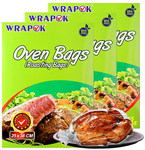 WRAPOK Bratbeutel Kochen Ofen Taschen Kleine - 24 Stück (43 x 55 cm) Für Mikrowellen die Türkei Huhn Fleisch Geflügel Fisch Meeresfrüchte Gemüse