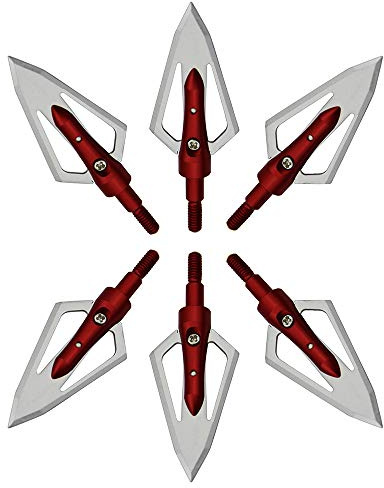 Mangobuy Pfeilspitzen 100 Korn Jagdspitzen 2 Klingen Anzug Pfeil 6er Pack (Rot)