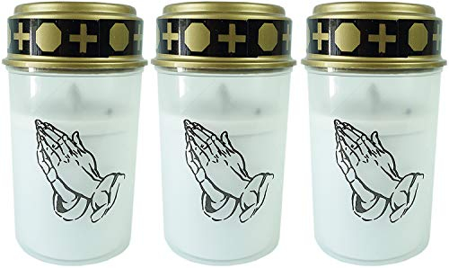 Novaliv Luz LED blanca para tumbas con 3 velas permanentes para cementerio, con batería, vela de cementerio, vela LED para exteriores, vela conmemorativa para tumba, luz eterna, vela de luto