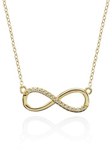 namana Halskette mit Unendlichkeitszeichen mit Zirkonia, 18 Karat vergoldet, 18 Karat Roségold vergoldet oder rhodinierte Sterling Silber Halskette, Unendlichkeitszeichen Anhänger