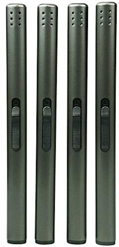 Cello Black Metal Long Lighters, 4 Pack. Long Reach Candle Lighter, BBQ & Camping Lighter. Modern Style, Child Safety Lock. Sold Without Gas