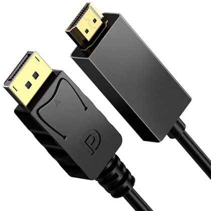 VMOJO DisplayPort auf HDMI Kabel 1,8m, 1080P DP zu HDMI | Für PC, Laptop, Grafikkarte zu Monitor & Beamer. Plug & Play Verbindungskabel. Hinweis: Nicht bidirektional.