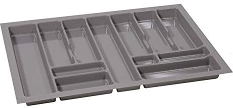ALUSFERA Besteckkasten für Schubladen 80cm – Schubladen Organizer mit Fächeraufteilung – Hochwertiger Schubladen Organizer Küche für Mehr Ordnung – Anpassbar und leicht zu reinigen - 730x490mm Silber