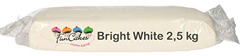 AOS | Funcakes Fondant 1x 2,5kg Bright White | Hochwertig | Weiß | Vorteilspack | Einfach zu Verwenden | Flexibel | Perfekt zum Dekorieren von Torten