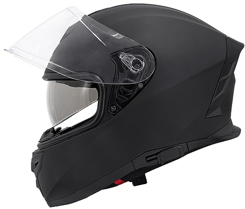Zorax ZOR-808 Matt Black S (55-56cm) Double Visor Full Face Motorbike Motorcycle Helmet ECE 2206 Road Legal