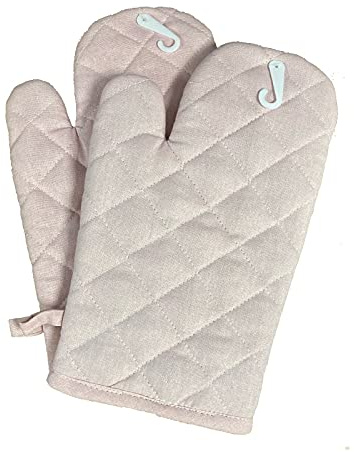 ShaniTech Pack 2 - Heat Resistant Oven Kitchen Gloves No-Slip Cotton for Cooking Baking Mitts Glove (Pink Blush)