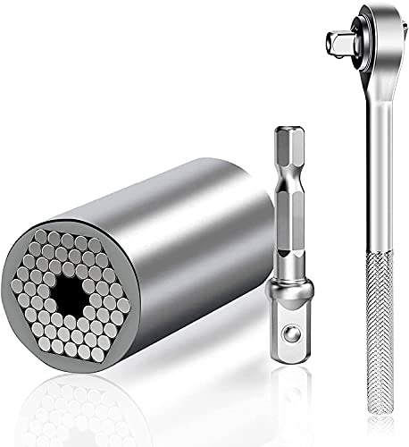 CENPEK Juego de herramientas de zócalo universal de 3 piezas, multifunción profesional (7 mm-19 mm) con adaptador de taladro eléctrico y llave de enchufe regalos para bricolaje Handyman