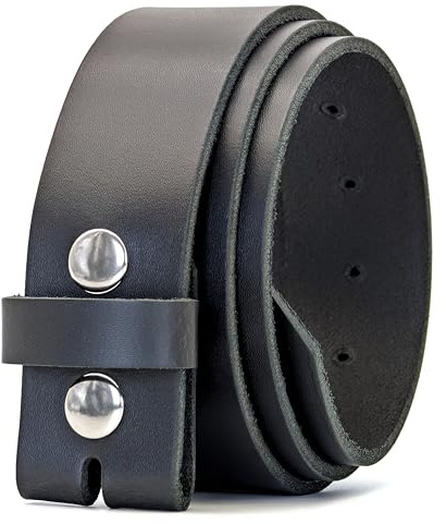 Ashford Ridge 40mm Ceinture Pression en Cuir Pleine Fleur - Grande - Noir avec des clous argentés