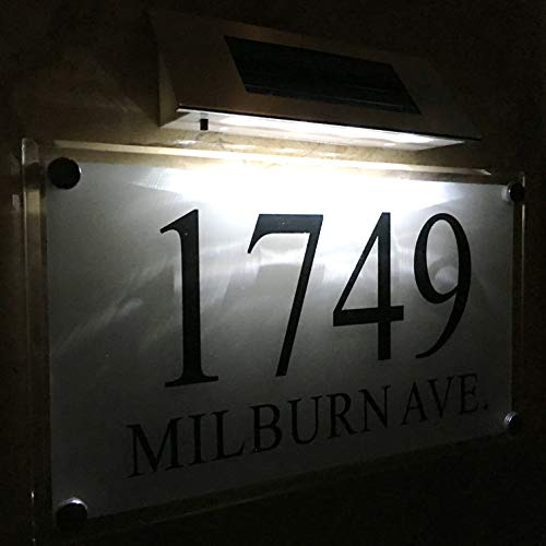 Groß Beleuchtete Solar Hausnummer Hausnummernschild 1-99999 Straßenname LED Personalisiert