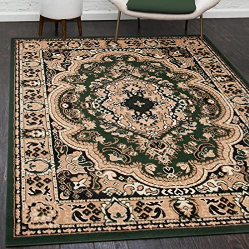Mazovia Teppich Wohnzimmer 60x100cm Grün Orientalisch Traditionell Weich | Teppich für Schlafzimmer Büro Esszimmer Pflegeleicht Tierfreundlich Allergikerfreundlich Fußbodenheizungsgeeignet Kurzflor