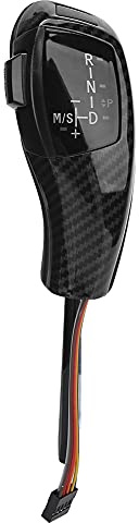 AMONIDA Schalthebel Hebel, Automatischer Schaltknauf, Passend für E46 E60 E61 Refit für Auto-Elektro-LHD-Automatik-LED Im F30-Stil (glänzend schwarz) (Kohlefaser-Stil)