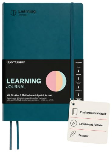 LEUCHTTURM1917 Learning Journal Composition (B5), Pacific Green | Geführtes Lernsystem, 212 nummerierte Seiten, 100 g/m² säurefreies Papier, Flexcover, Lernbegleiter