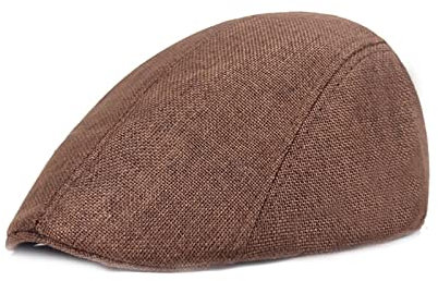tcax Baskenmütze Damen Herren Ballonmütze Einfarbige Baskenmütze Lässige Straßenkappen Unisex Hanf Wilde Achteckige Krempenkappe Für Herren Winter Frühlingshüte,Braun,56-58Cm