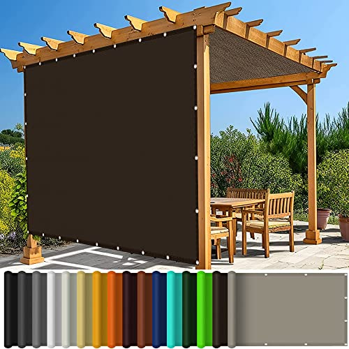 wasserdichte Schutzhülle für Terrasse 5 x 5 m, Wasserdichter Terrassen-Seitenmarkise mit Ösen und Befestigungsseile Pergola-Sonnensegel für Garten, Balkon und Terrasse, Braun
