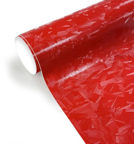 CompraFun Forged Carbon Folie, Autofolie aus Vinyl Selbstklebend Blasenfrei, Auto Folierung Folie für DIY Dekoration Auto Motorrad Fahrrad Lackschutzfolien (Rot, 30 x 150CM)