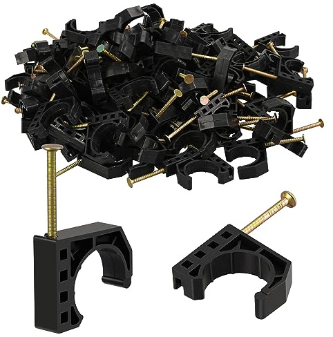 100 Pack 3/4 Half Clamps J-Hook with Nails Set, J Clamps for PEX, Copper, CPVC Tubing Connections