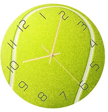 PRETYZOOM Tennisball Geräuschlos Design Wanduhr aus Acryl und Glas