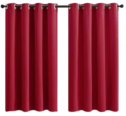 Bishilin Vorhänge Verdunkelnd Weinrot, Gardinen Blickdicht 2er Set mit Ösen 132x160CM Modern Einfarbig Verdunklungsvorhänge Wohnzimmer Jugendzimmer Kinderzimmer