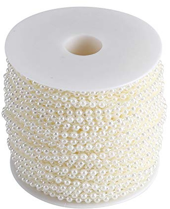 Filo di Perline da 40 M/rotolo, Perle di Perle Artificiali Diametro 4 Mm Fai da Te, Arte, Artigianato, Ornamenti, Tende, Perline, Per Matrimoni, Eventi, Festival, Feste, Decorazioni(Beige)