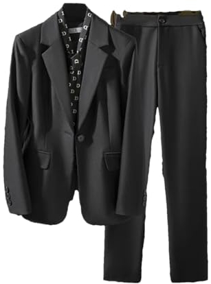 Frauen Frühling Blau Professionelle Anzug Temperament Formale Blazer Und Hosen Büro Damen Arbeitskleidung Mit Schal Khaki Black Coat and Pants XXL