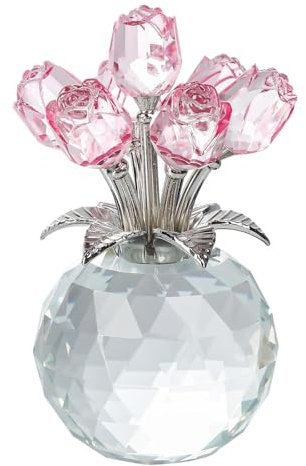 IGTOPS Kristall-Rosen, Kristall Rosenfigur Glasblumengeschenke für Rosa, Einzigartige Crystal Rose Dekoration Geschenke für Tochter von Mama (A)