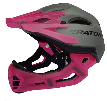 Specialutgåva Cratoni C-Maniac Downhill BMX Fullface hjälm cykelhjälm hakbygel (stentrosa, M-L (54–58 cm))