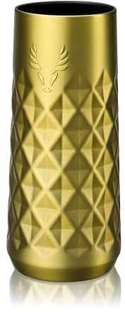 Viski Paragon Stainless Steel Stemless Champagne Flute, Ceramic Coating, Insulated Sparkling Wine Glass for Prosecco, Mimosas, Mocktails, Birthday Gifts, Wedding Gifts, 9 oz, Set of 1, Gold