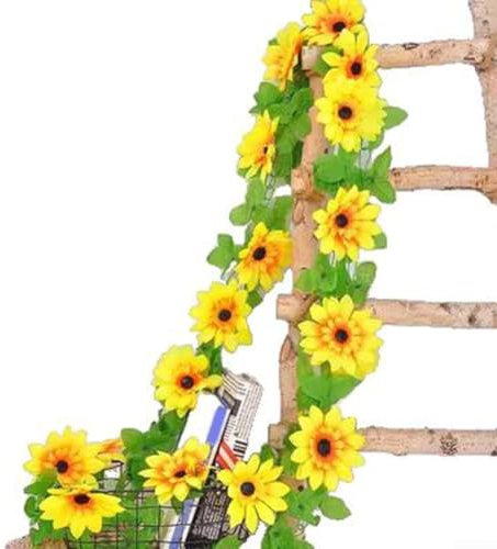 Wunderschöne künstliche Blumengirlande mit zwei leuchtenden künstlichen Sonnenblumen (G)