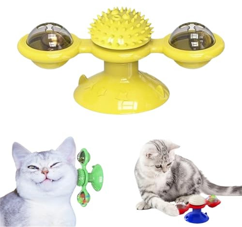 Jouet amusant pour chat avec balles rotatives,nouveaux jouets amusants pour chat,jouet d'exercice à mâcher pour chat,moulin à vent interactif pour chat avec herbe à chat, jouet pour chat moulin à vent