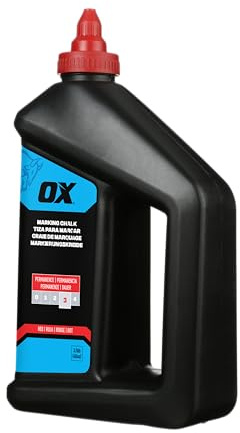 OX Pro 1.1kg Permanent Red Marking Chalk | Chalk Line Refill Powder | Permanent Red Marking Chalk for Chalk Line Reels – 1.1kg Bulk Tub, Weatherproof, Lasts Up to 1 Month