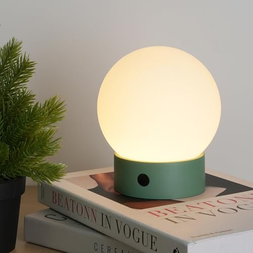 WEILAILUX Small Cute Cordless Table Lamp Rechargeable, Battery Operated Shower Lamp Waterproof, Touch Dimmable Globe Ambient Light for Outdoor/Bedside/Patio/Dining (Green)