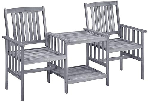 Xichuzi Gartenstühle mit Teetisch 159x61x92 cm Massivholz Akazie, Gartenmöbel, Balkonstühle, Hochlehner, Balkonmöbel, Bistrostuhl, Garten Stühle, Sit Möbel, Armlehnenstuhl - 311884