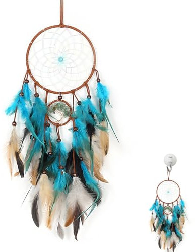 Traumfänger, 60cm Dreamcatcher Handgefertigt Vintage Feder Traumfänger Blau Dream Catchers für Wandbehang Wohnkultur Ornamente Handwerk Zimmer Deko
