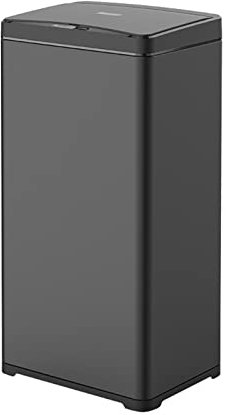 QUSYZD Poubelle Intelligente à Induction de 13 gallons, Poubelle Automatique en Acier Inoxydable, Grande Poubelle d'intérieur en métal avec Couvercle, alimentée par Piles, Noire,Black