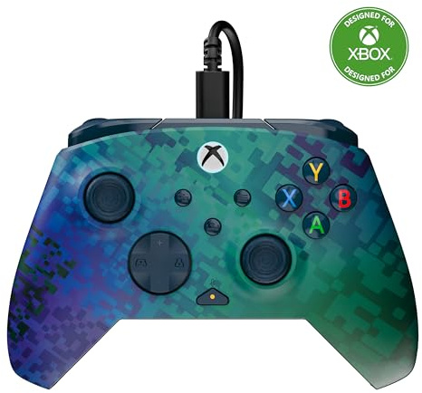 Turtle Beach Rematch Advanced Glitch Green Manette de jeu filaire - Licence Xbox Series XS, Xbox One et PC avec Boutons Programmables, Gâchettes, commandes audio et câble de 2.5 m