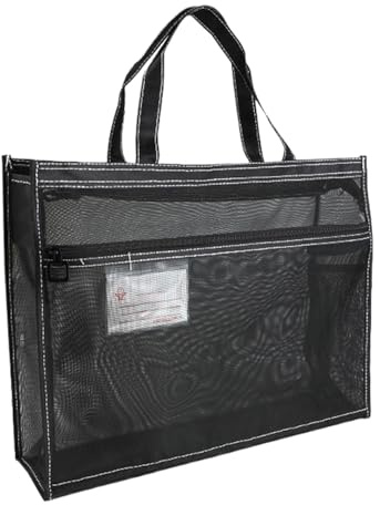 Mesh Art-Liefertasche - A3 transparenter Vektor, verstärktes Eckdesign | wasserdichte Organizer-Tasche, glatter Reißverschluss mit Tragegriff für Skizzenpads, Schulprojekte, Schwarz, riferimento