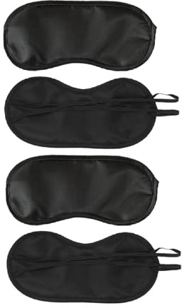 TingDongWei 4 Stück Schlafmaske für Männer und Frauen, Ultraweiche Augenmaske mit verstellbarem Gummiband, Tragbare Schlafmasken für Yoga Reisen Nickerchen (Schwarz)