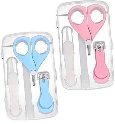 Beaupretty Set 2 per Manicure Bambino Bambina Forbici per Unghie Bambino Bambina Strumenti per Cura Unghie Pp Sicurezza Rosa Blu