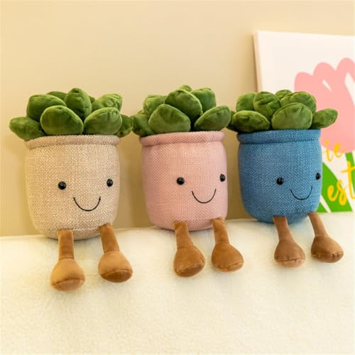 YongXinMY 3 Pcs Soft Succulents Plush Toy – Cute Potted Plant Plushie Pillow Simulation Cushion with PP Cotton Soft Stuffed Decoration for Living Room Bedroom Office Sofa Gift