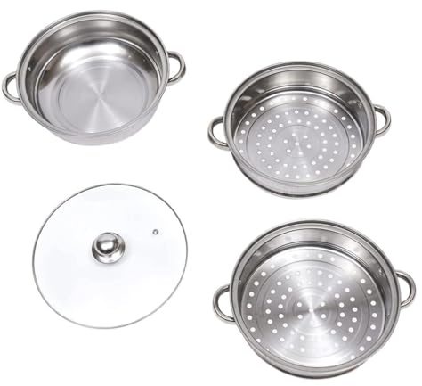 Alipis Olla De Vapor De Acero Inoxidable 28 Cm Tres Capas Apilables Apta Para Inducción Cesta Vaporera De Alimentos Para Cocinar Al Vapor Accesorios Para Cocina Familiar