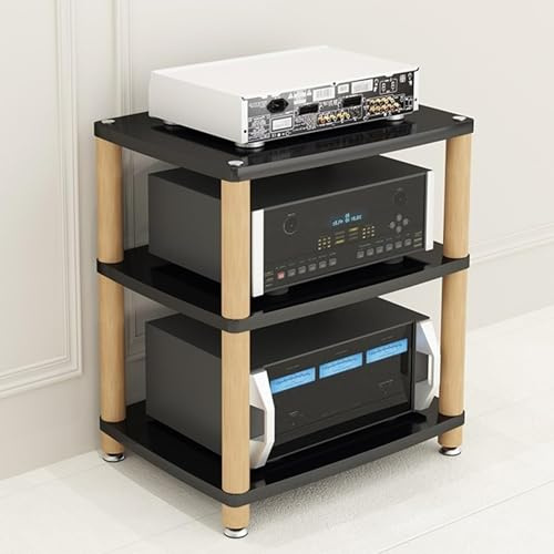 Wooden Media Cabinet Stand2/3/4 Tier AV Rack for Audio/Video Equipment Gaming Consoles & DVDsCorner Entertainment Center &Storage Unit