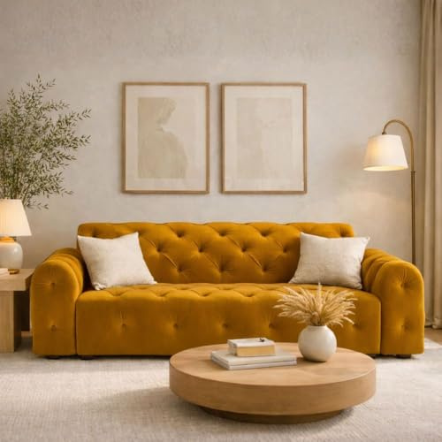 Imebel Sofa 3 Sitzer Candi 230x107 cm - Chesterfield Sofas & Couches - Modern und Elegant Couch für Wohnzimmer, Heimkino, Gästezimmer, Büro - Groß und Komfortabel im Retro Stil