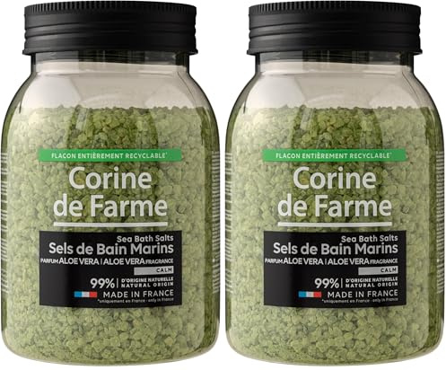 Corine de Farme Sels de Bain Marins Sensual à l'Aloe Vera - Relaxation et Bien-être - Hydratation et Douceur pour la Peau - 100% Naturel - Parfait pour Bain Détente (Lot de 2)