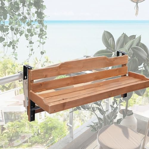 Generico tavolo ringhiera balcone pieghevole Tavolo da balcone con ringhiera regolabile, scrivania da parete pieghevole impermeabile in legno/portavasi, tavolo sospeso a parete per patio(L 120 CM)