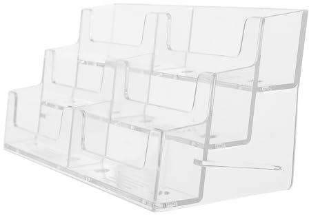Uonlytech Porta Biglietti da Visita in Plastica Trasparente da Scrivania con 6 Slot Orizzontali Espositore Professionale Stabile per Ufficio e Reception Porta Schede da Visita per Uomo e