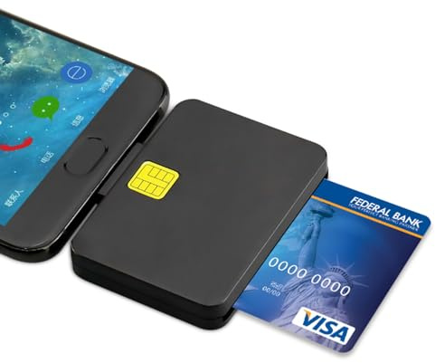 PintoHardware Lector de Tarjetas Inteligentes USB‑C OTG para Móvil y Tablet, Negro, Plug and Play, Compatible con Windows, Android, Linux y Mac OS