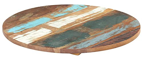PHGTYUK Runde Tischplatte aus Altholz Massivholz 50 cm Durchmesser 25-27 mm Stärke rustikale Couchtischplatte Beistelltischplatte