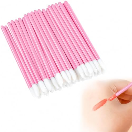 100PCS Rosa Higiénicos Brochas Para Labios Desechables Para Aplicar Brillo