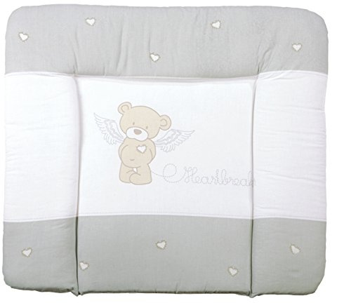 roba Skötbädd Heartbreaker - 85 x 75 cm - Mjuk baby skötbäddsöverdrag med björnmotiv - Skötbädd PU-belagd - Beige/Vit